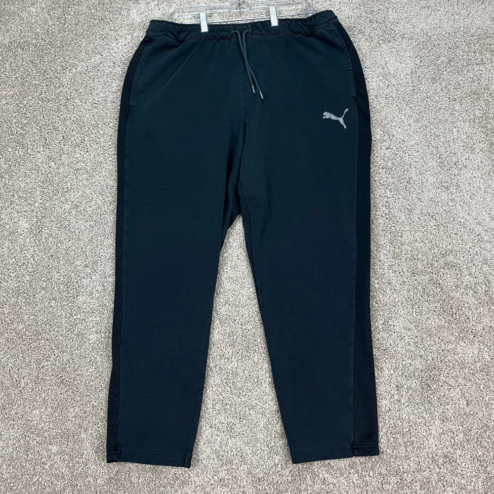 Puma SweatPants Mens XL Black Tapered Joggers Stretch Waistband Drawstring EUC - Picture 1 of 16